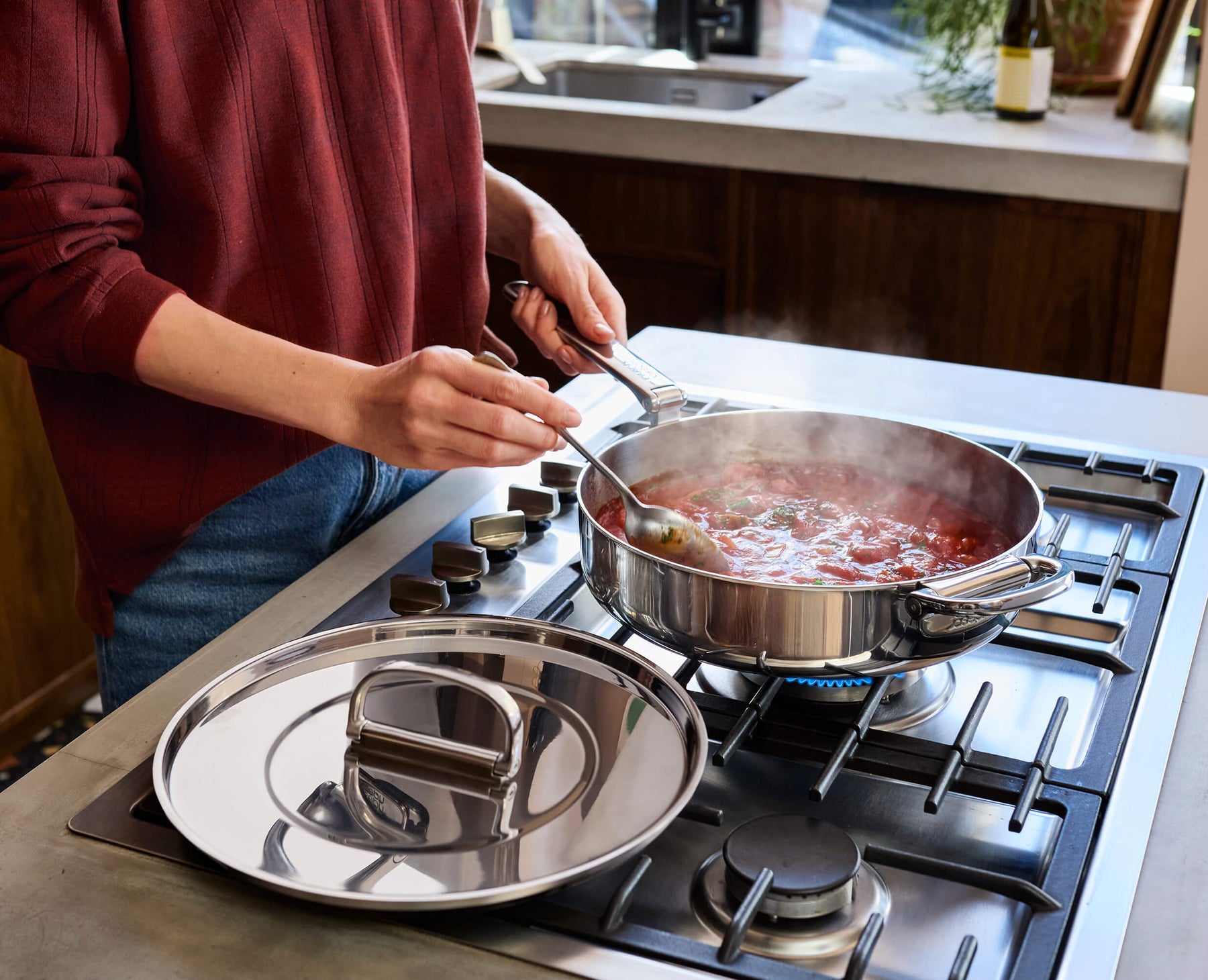Space Steel Folding Handle 28cm Saute Pan &amp; Lid