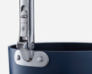 Space Stack Folding Handle Non-Stick 3-Piece Blue Saucepan Set With Lid Storage
