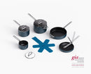 Space Folding Handle Non-Stick 5-Piece Blue Cookware Set