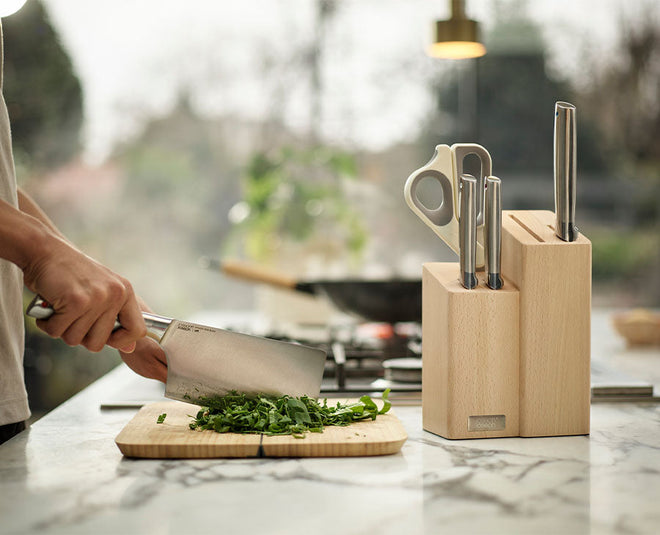Elevate™ Fusion 5-piece Knife &amp; Scissor Set with Beechwood Block - 10577 - Image 2