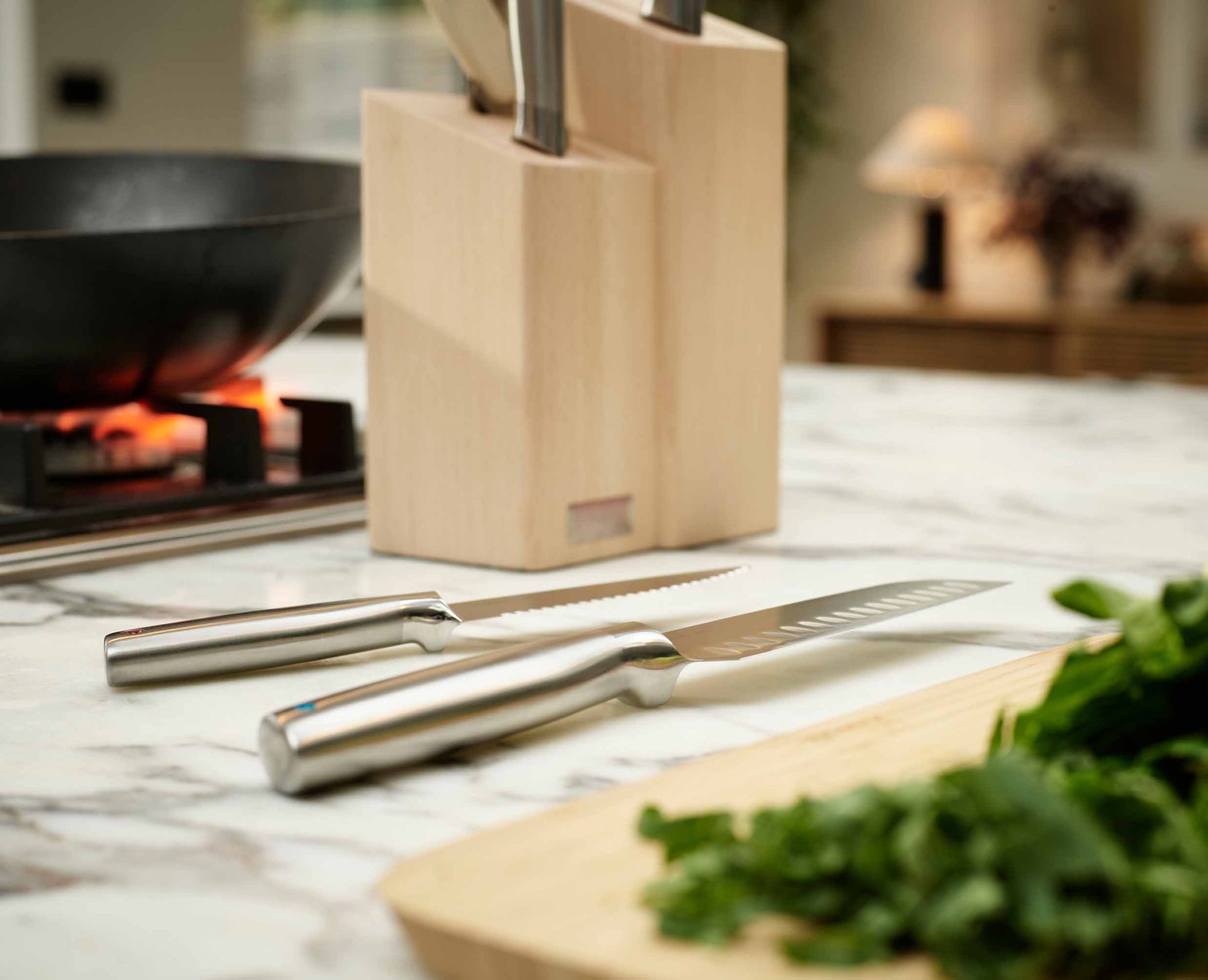 Elevate™ Fusion 5-piece Knife &amp; Scissor Set with Beechwood Block - 10577 - Image 5