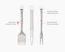 GrillOut™ 3-Piece Stainless-Steel BBQ Turner, Tongs &amp; Fork Set