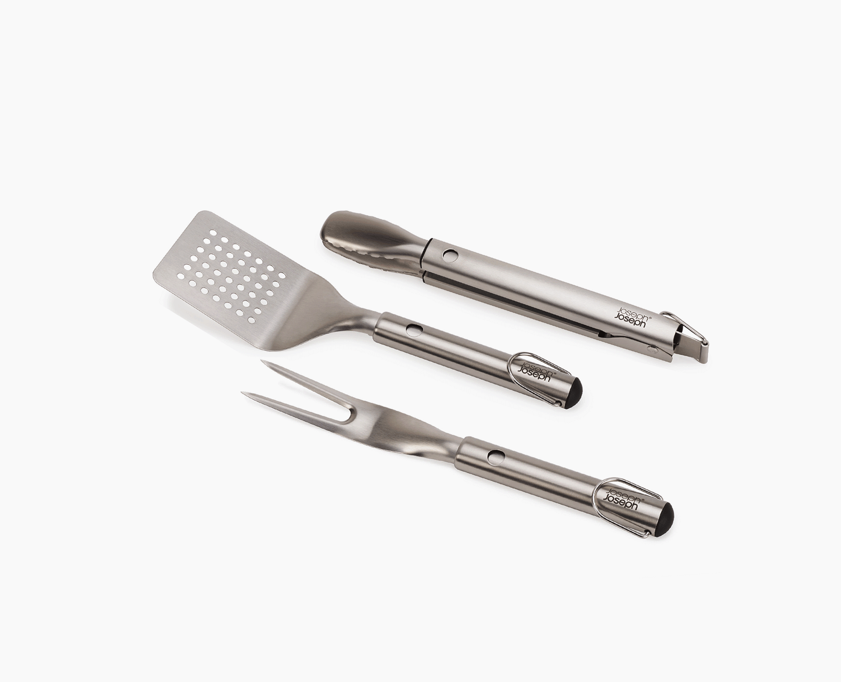 GrillOut 3-Piece Stainless-Steel BBQ Turner, Tongs &amp; Fork Set