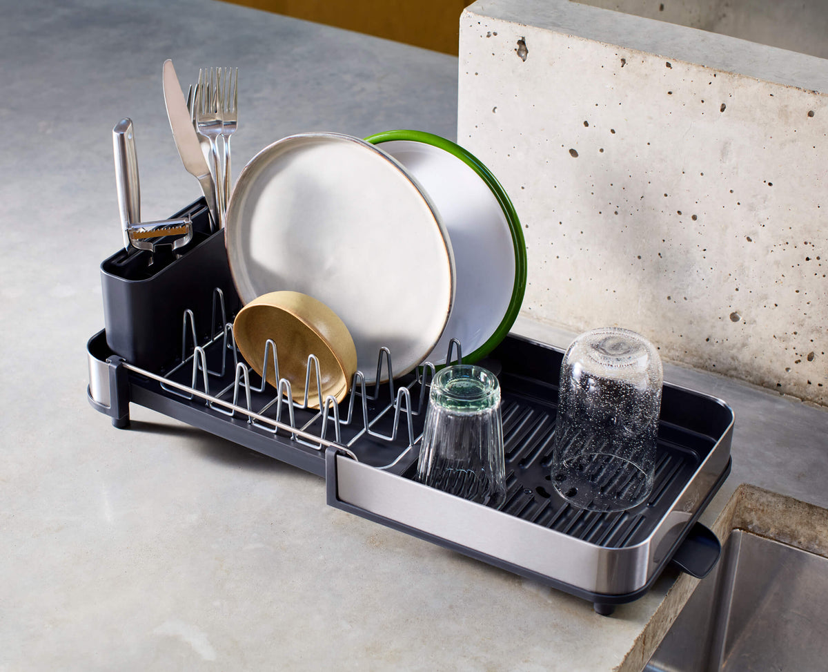 Extend™ Slim Steel Expandable Grey Dish Drainer