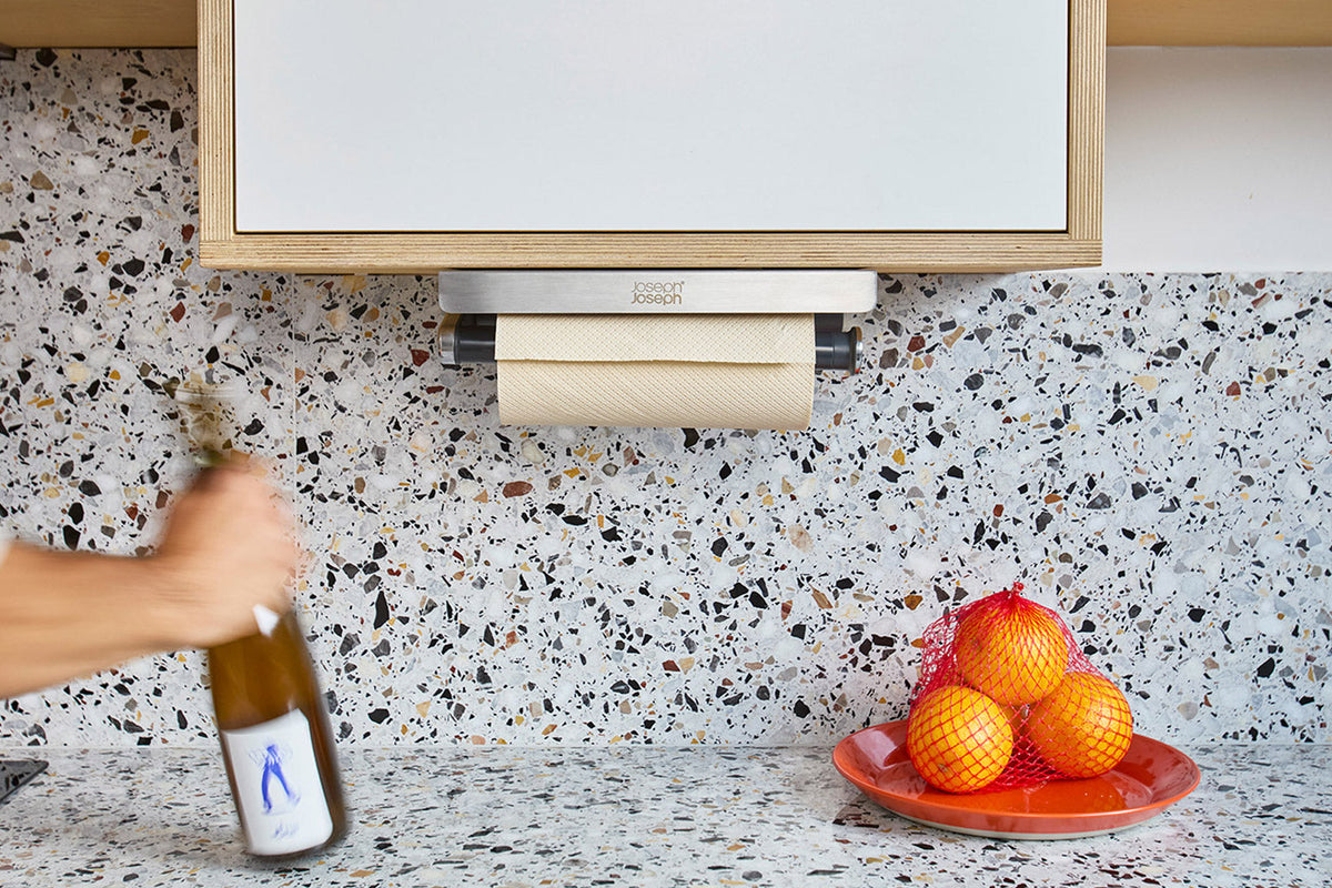 RollGrip™ Under-Shelf Stainless-Steel Kitchen Roll Holder