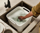 3-piece Stone Green Drainer, Washing-up Bowl &amp; Brush Set