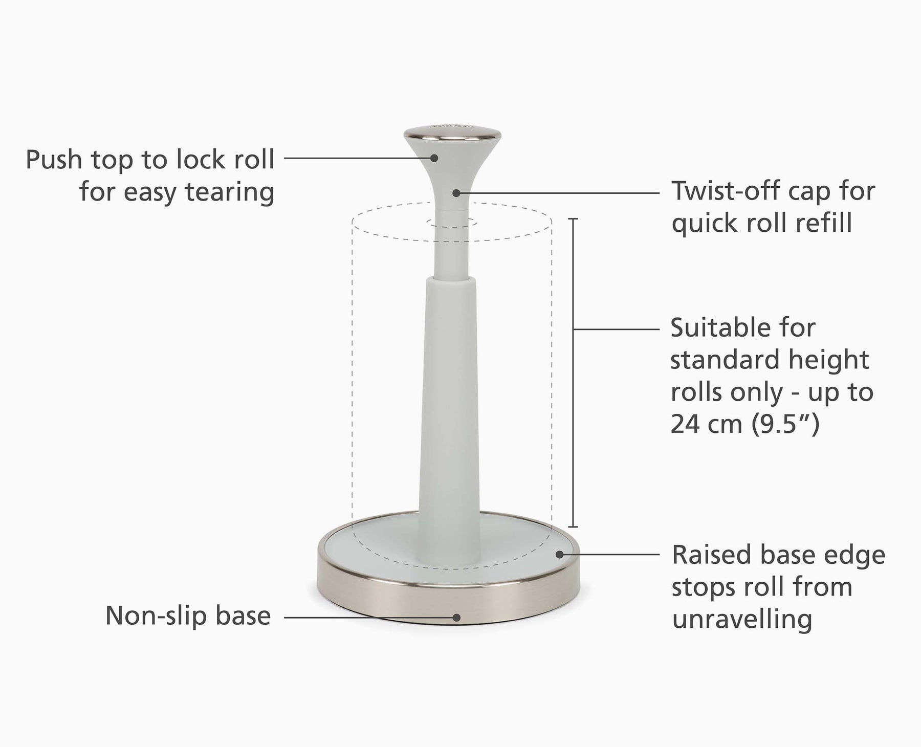 Push&amp;Tear™ Easy-tear Kitchen Roll Holder - 851688 - INFO