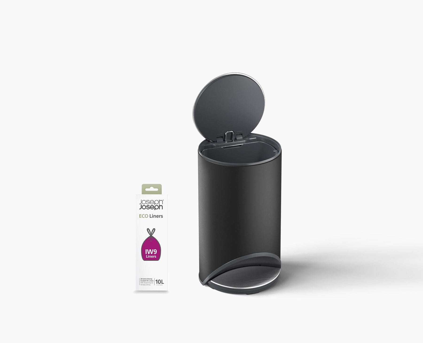 Arc™ 10L Easy-push Matt Black Pedal Bin Starter Set
