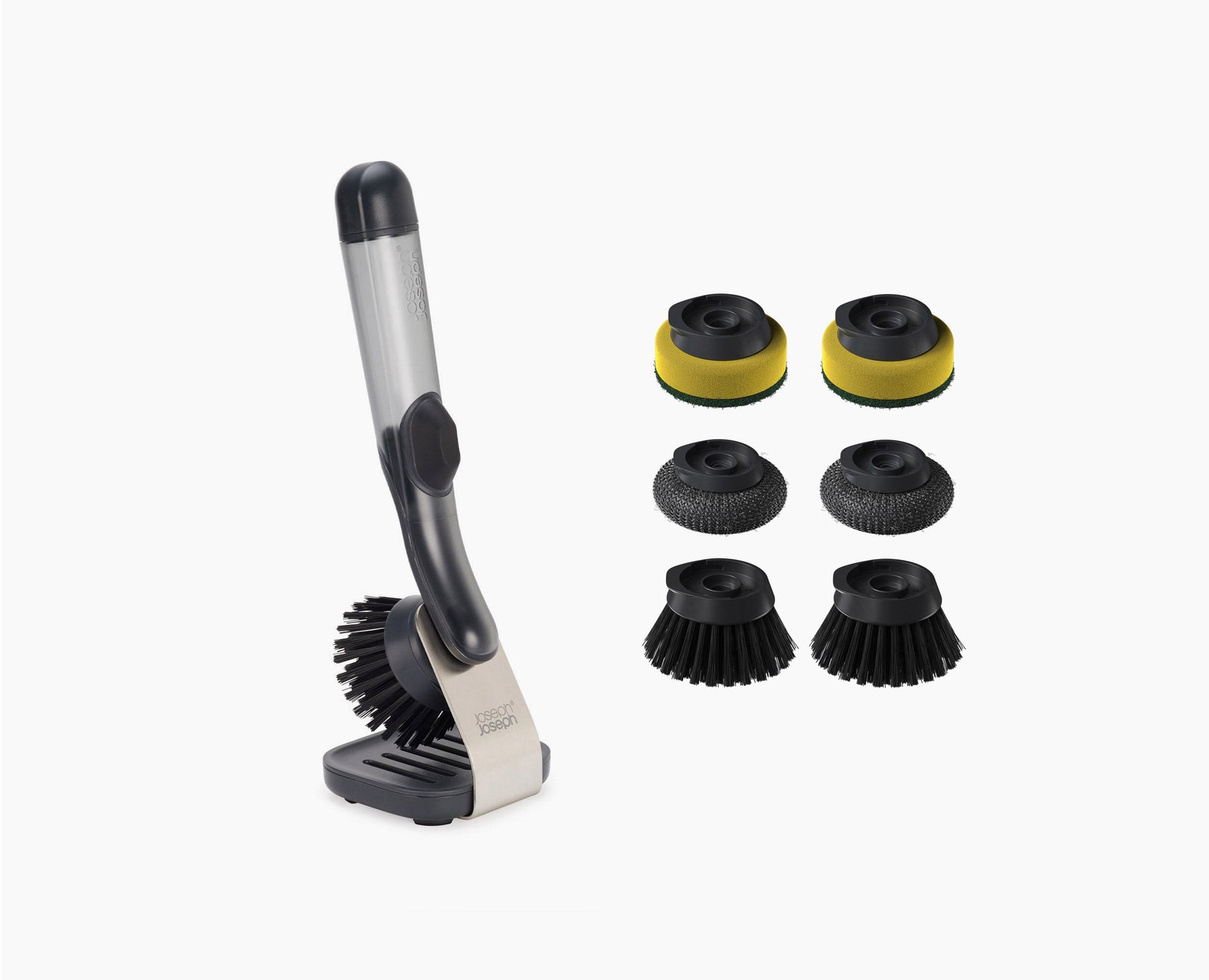 SinkTech™ Soap Dispensing Washing-Up Brush with Steel Stand &amp; Extra Heads