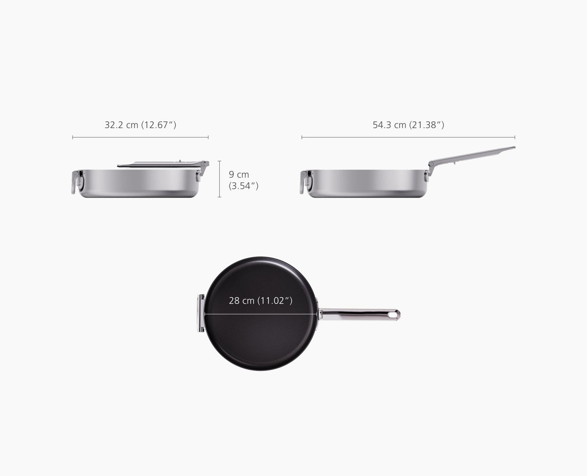 Space Steel Folding Handle Non-Stick 28cm Frying Pan